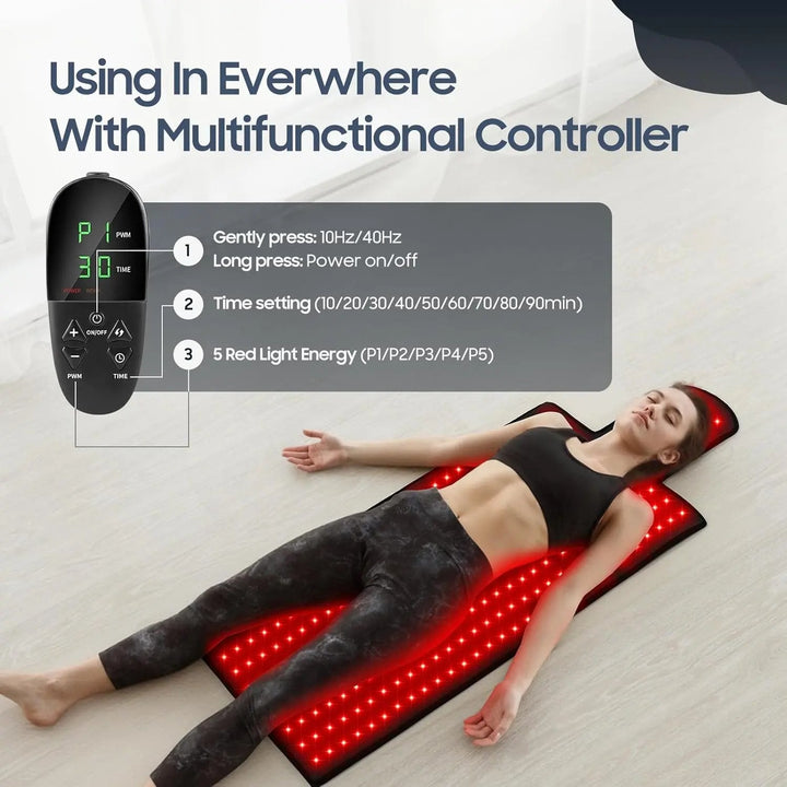 LPKP 36.3" x 15.8" Red Light Therapy Mat (325 LEDs, 660nm/850nm) – Portable RLT Pad for Targeted Relief LPKP