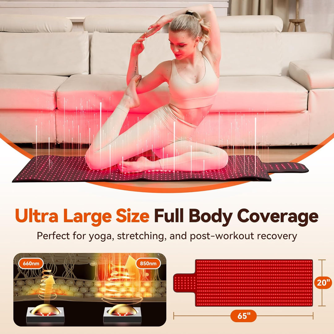 LPKP 65" x 20" Full Body Red Light Therapy Blanket (875 LEDs) – Large RLT Pad for Back, Shoulder & Waist LPKP
