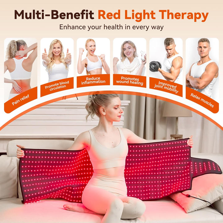 LPKP 65" x 20" Full Body Red Light Therapy Blanket (875 LEDs) – Large RLT Pad for Back, Shoulder & Waist LPKP