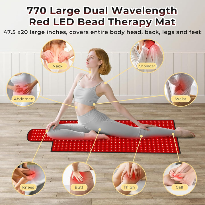LPKP 47.5" x 20" Full Body Red Light Therapy Blanket, 770 LEDs – Premium RLT Pad for Pain & Recovery LPKP